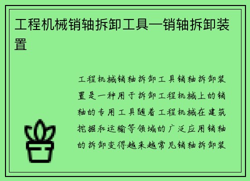 工程机械销轴拆卸工具—销轴拆卸装置